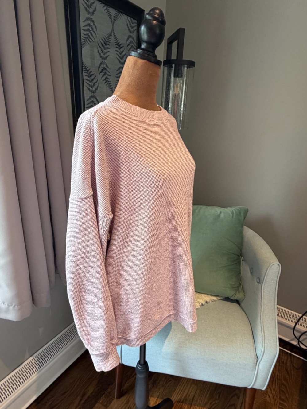 Aerie Light Pink Thermal Long Sleeve Pullover - Picture 2 of 3